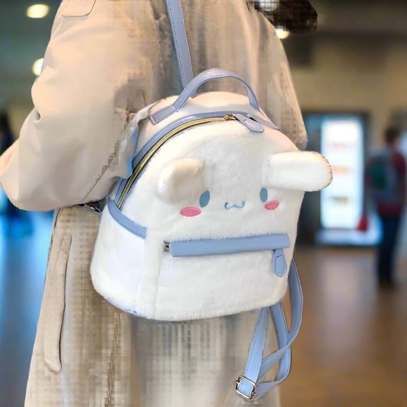 Cute Fluffy Cinnamoroll Plush Backpack for Girls - Picture 4 of 7
